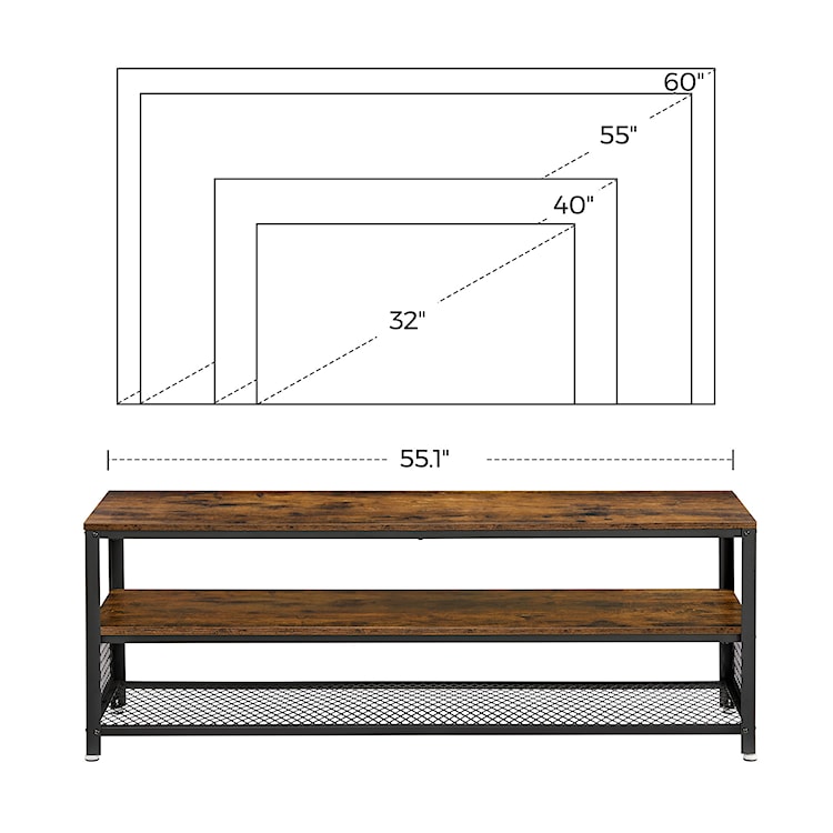 Szafka RTV Exibia 140 cm brąz rustykalny/ czarny  - zdjęcie 4