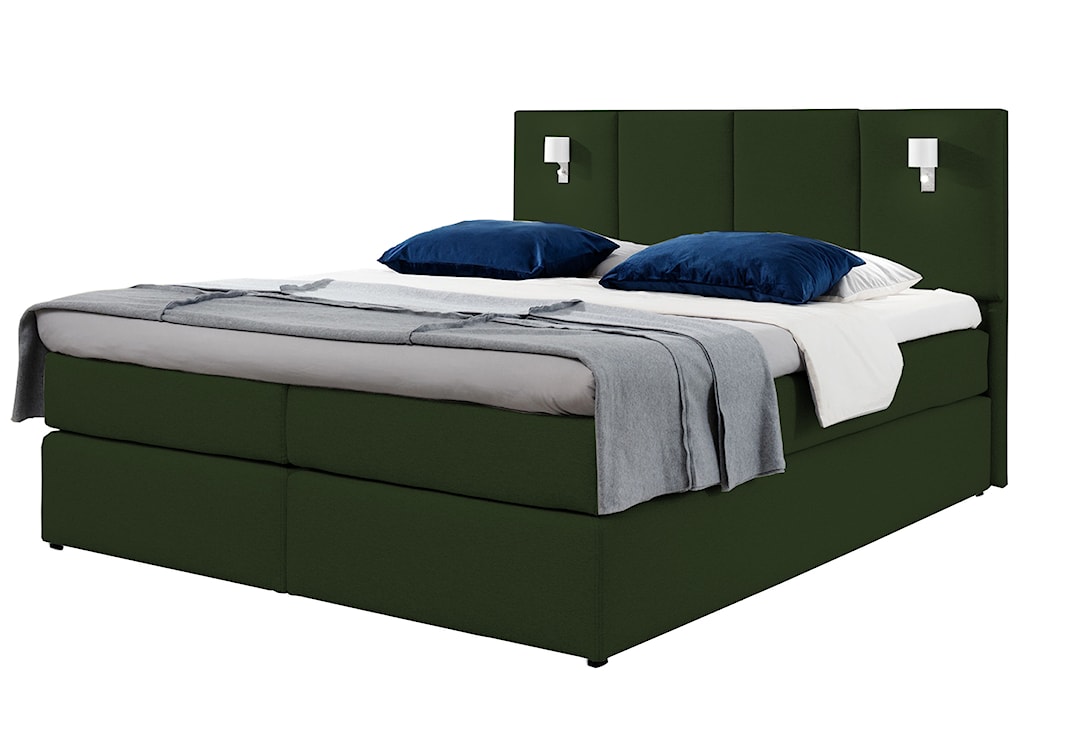 Łóżko kontynentalne Somalo 180x200 z materacem i topperem ciemnozielone 