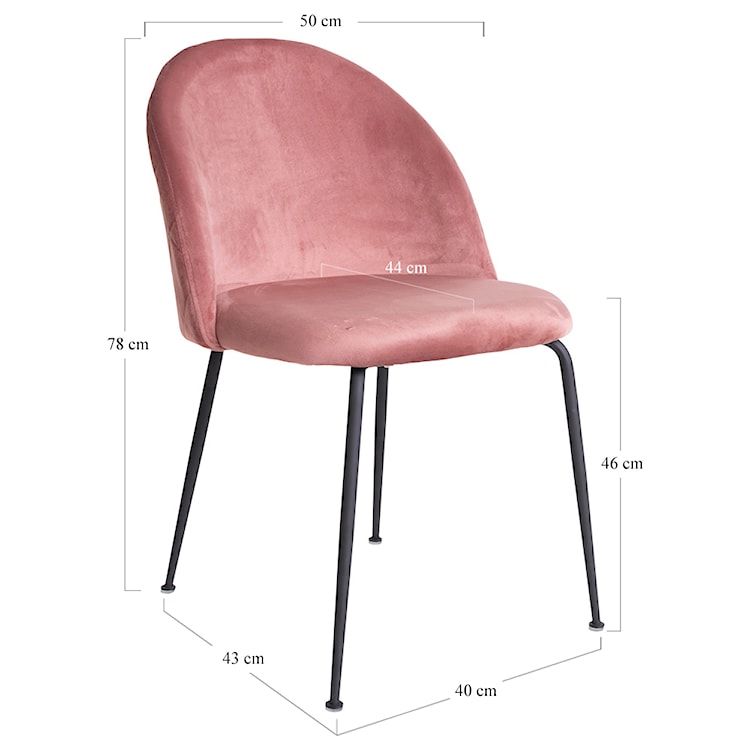 Zestaw dwóch krzeseł tapicerowanych Rallsy różowe na czarnej podstawie  - zdjęcie 5