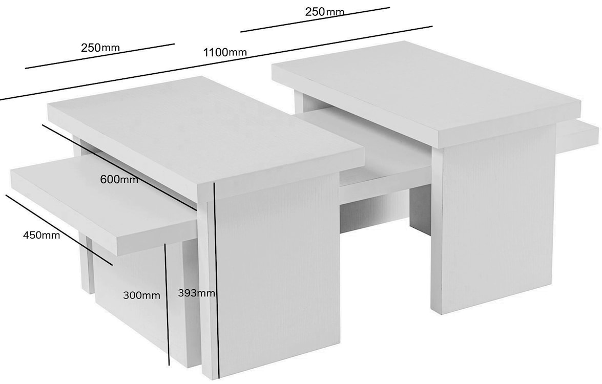 Zestaw trzech stolików kawowych Storize biały  - zdjęcie 7