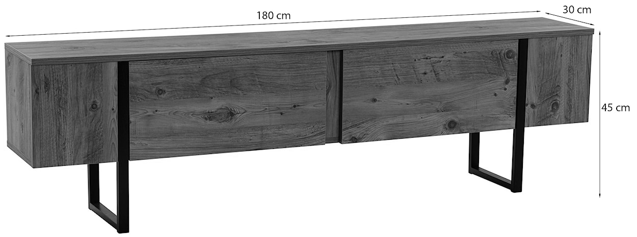 Szafka RTV Divents 160 cm sosna atlantycka/ czarne nóżki  - zdjęcie 6