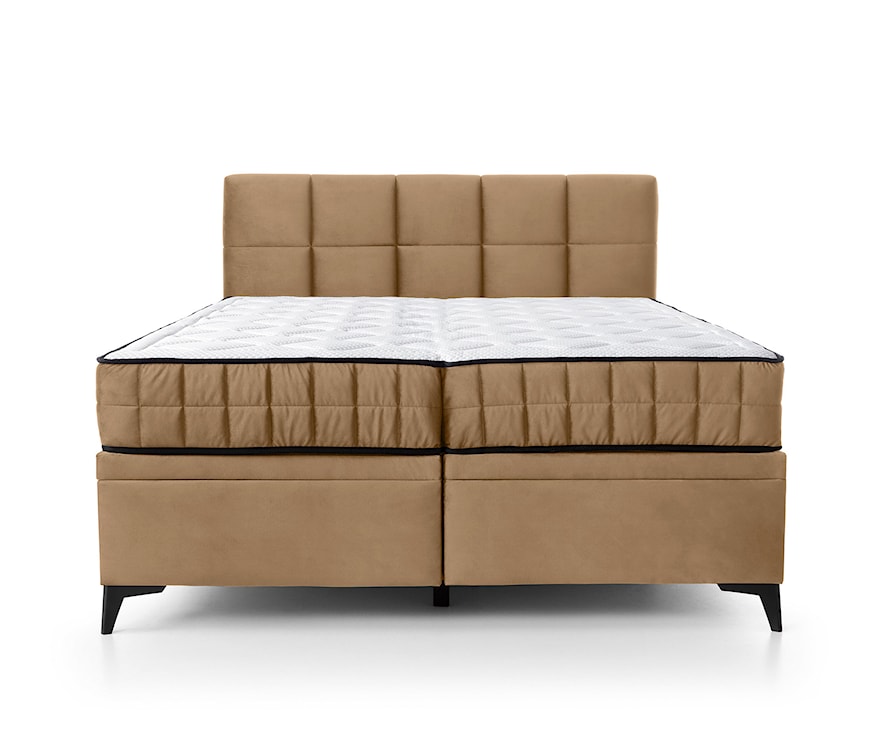 Łóżko kontynentalne 180x200 cm Beriano z pojemnikami i materacem beżowe welur