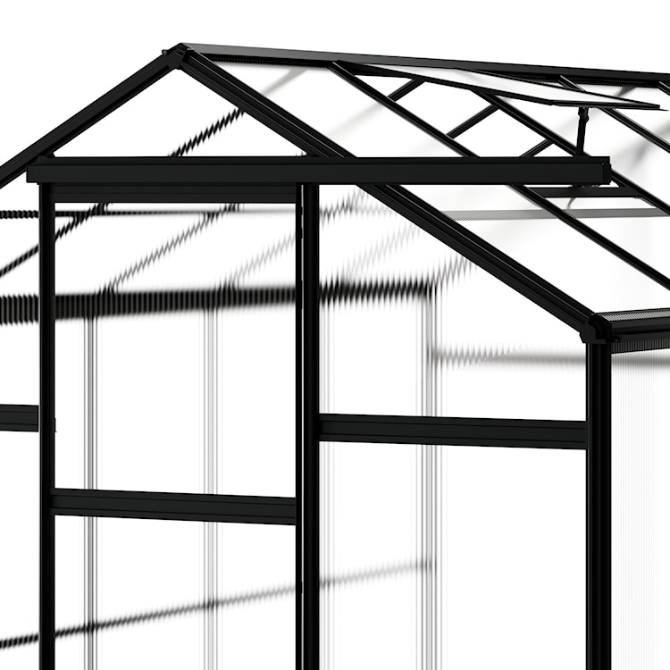 Szklarnia ogrodowa aluminiowa poliwęglanowa 5,6 m2 pięciosekcyjna z fundamentem 184x305 cm czarna  - zdjęcie 2