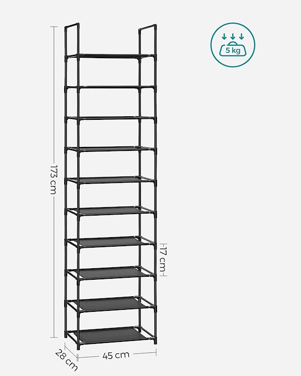 Regał na buty LSH010B02 x10 czarny  - zdjęcie 6