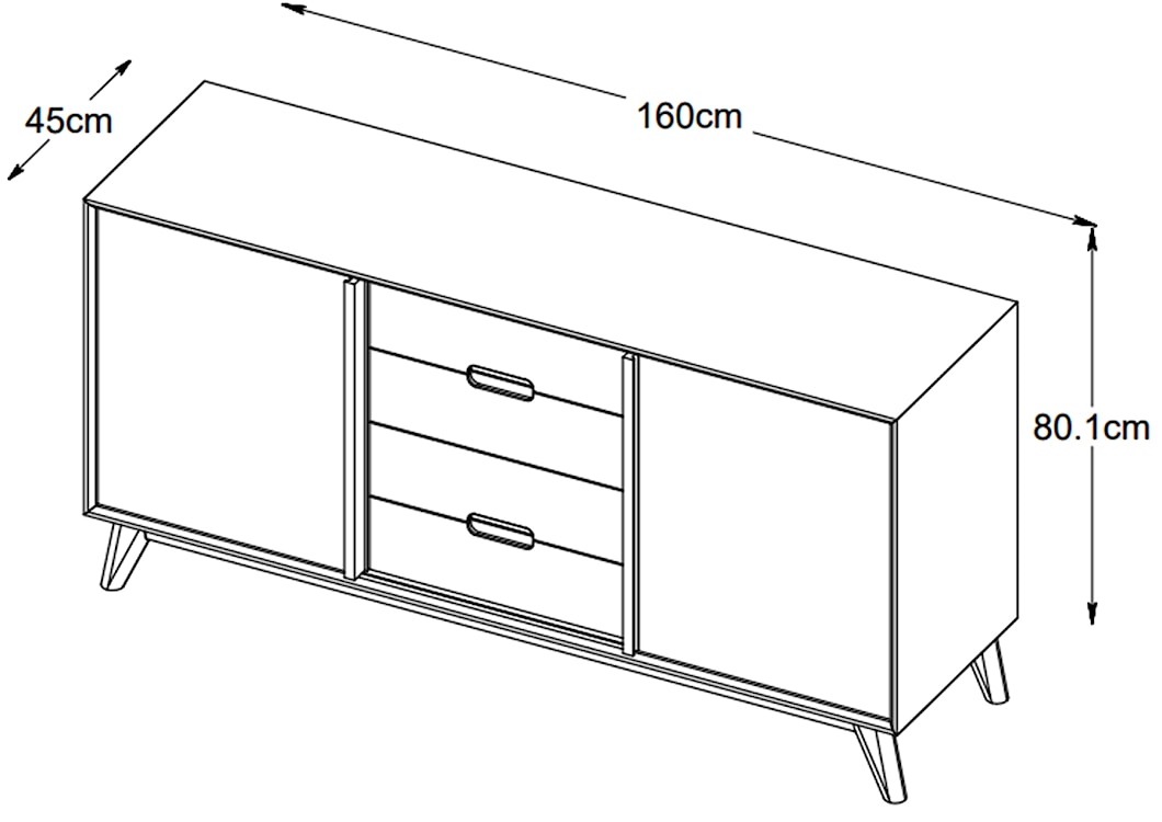 Komoda Tivelse 160 cm dąb naturalny  - zdjęcie 3