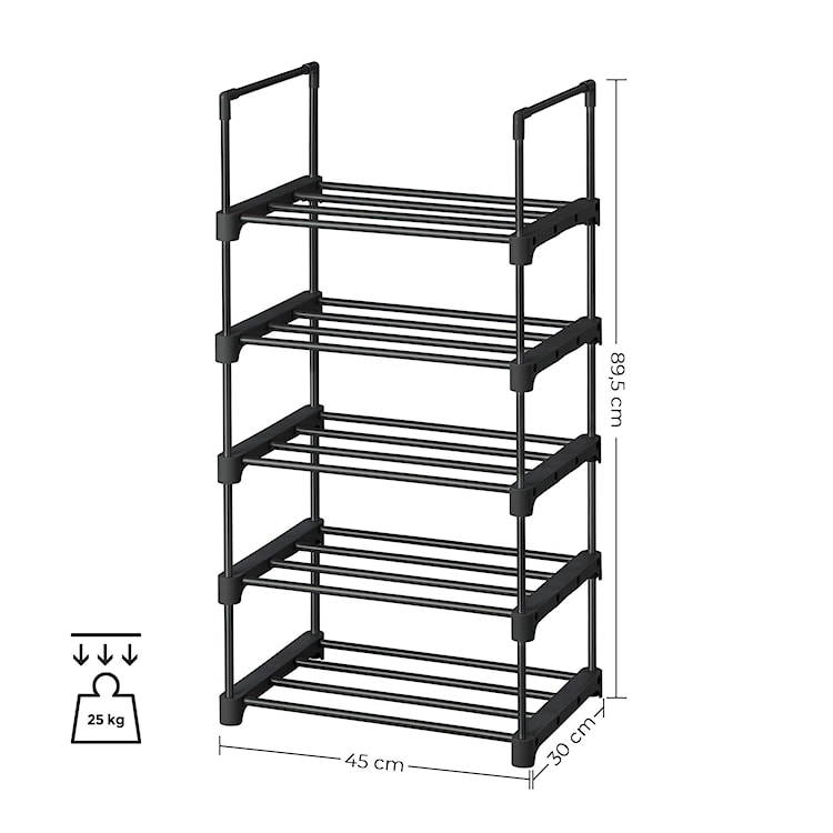 Regał na buty LSA005B02 czarny  - zdjęcie 3