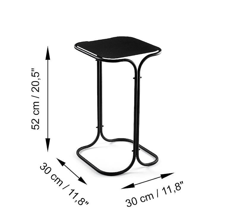 Stolik metalowy Cessited kwadratowy blat 30x30 cm czarny  - zdjęcie 6