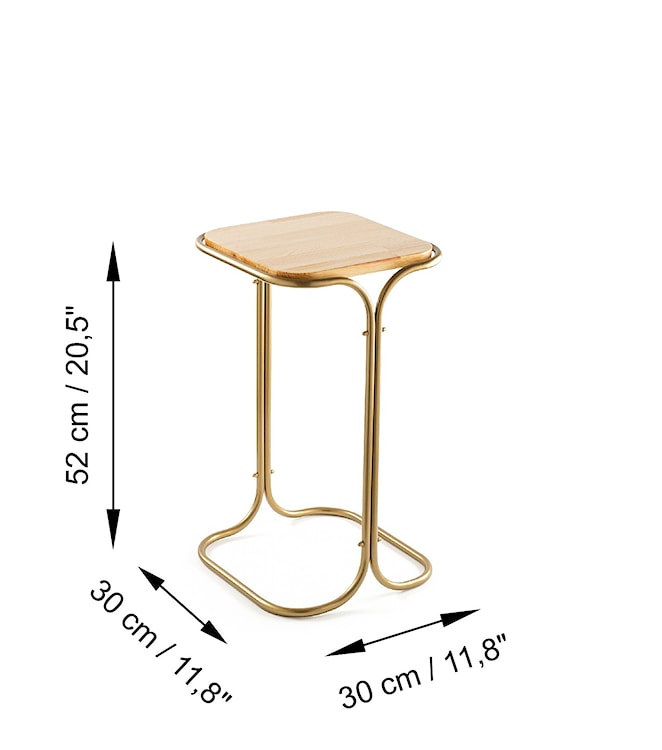 Stolik boczny Cessited kwadratowy blat 30x30 cm dąb/ złoty  - zdjęcie 6