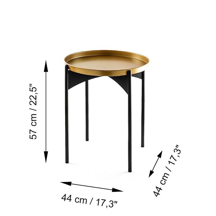 Stolik metalowy Wheley okrągły blat średnica 44 cm czarny/ złoty  - zdjęcie 6