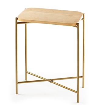 Stolik kawowy Cantive prostokątny blat 40x26 cm dąb/ złoty