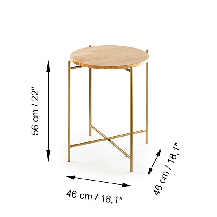 Stolik boczny Ivesper z okrągłym blatem 46 cm dąb/ złoty  - zdjęcie 6