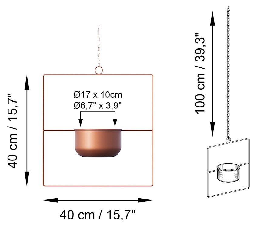Doniczka Mocric 40 cm metalowa miedziana  - zdjęcie 7