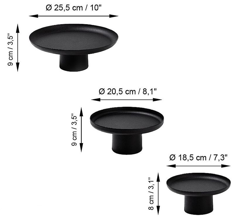 Zestaw trzech dekoracyjnych pater Nisiros metalowe czarne  - zdjęcie 6