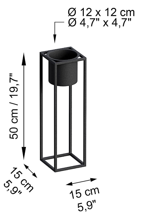 Doniczka Frequis na stojaku metalowa czarna  - zdjęcie 5