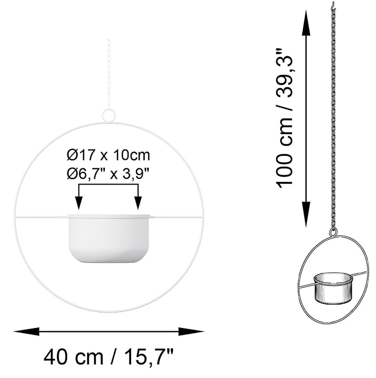 Doniczka Mocric 40 cm metalowa biała  - zdjęcie 6