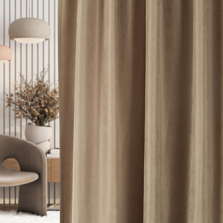 Zasłona na taśmie marszczącej Ereless 280x140 cm mocca  - zdjęcie 4
