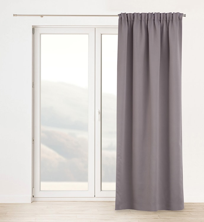 Zasłona zaciemniająca na taśmie marszczącej Ereless 280x140 cm szara  - zdjęcie 2