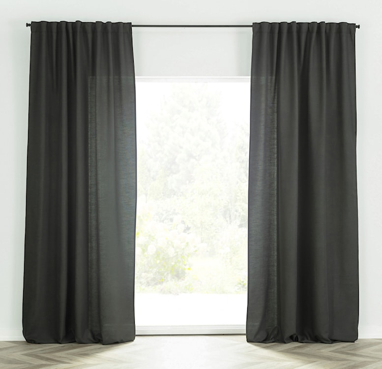 Zasłona na taśmie marszczącej Basic 280x140 cm bazaltowa  - zdjęcie 2