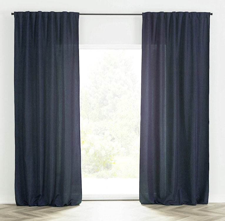Zasłona na taśmie marszczącej Basic 300x140 cm ciemnoniebieska  - zdjęcie 2