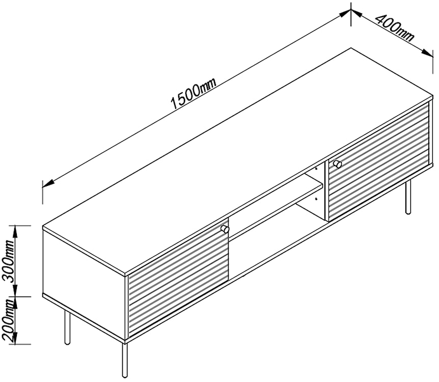 Szafka RTV Ossively 150 cm fornir dębowy  - zdjęcie 2