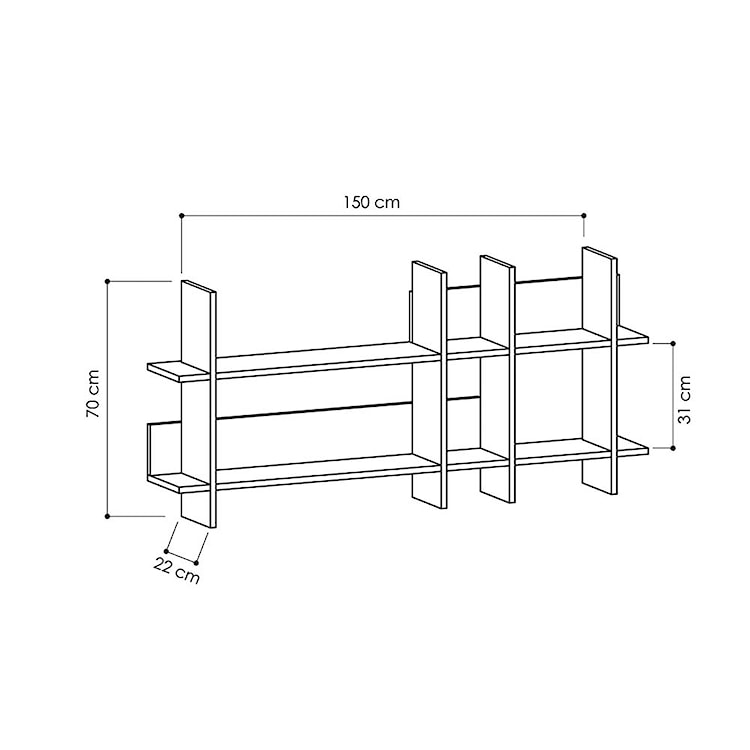 Półka na ścianę Benode dwupoziomowa biała 150 cm  - zdjęcie 3