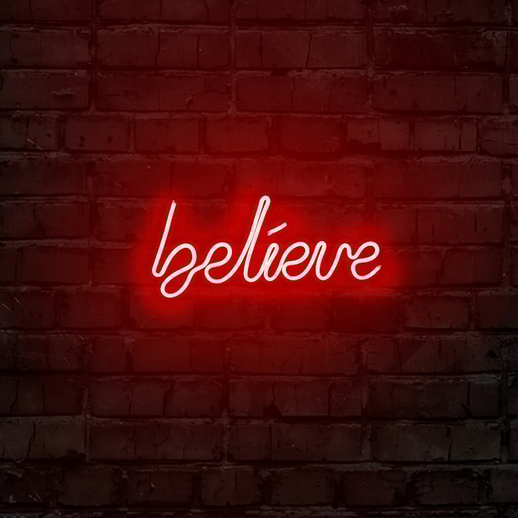 Neon na ścianę Letely z napisem Believe czerwony  - zdjęcie 3