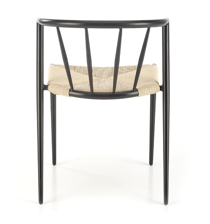 Krzesło metalowe Insived z plecionym siedziskiem czarne  - zdjęcie 4