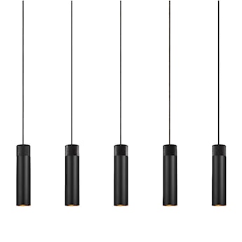 Lampa wisząca Tilo x5 czarna z drewnianym pierścieniem