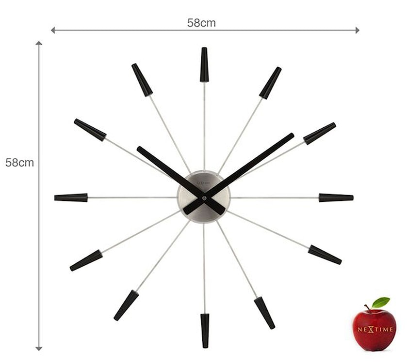 Zegar ścienny Plug Inn średnica 58 cm czarny  - zdjęcie 2