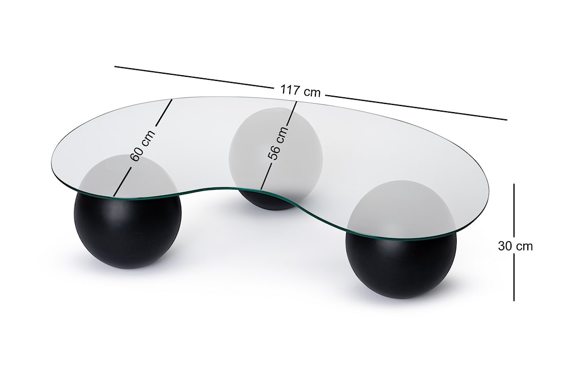 Stolik kawowy Sphere szklany blat/ czarna podstawa  - zdjęcie 6