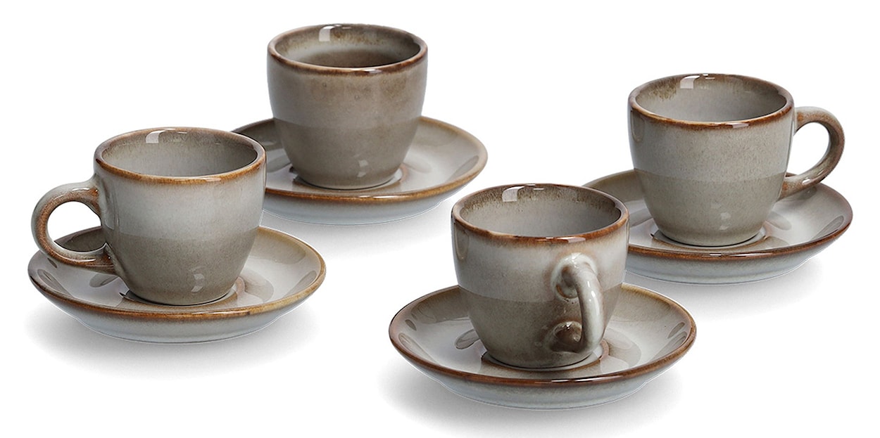 Zestaw 4 filiżanek do espresso Fazzers brązowo-szare 