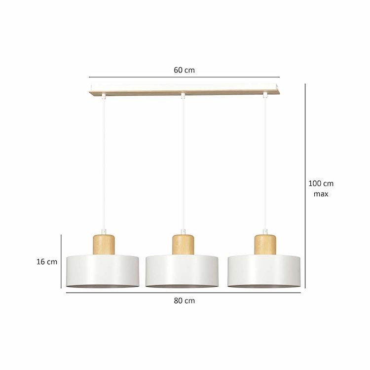 Lampa wisząca Torie x3 80 cm biała  - zdjęcie 8