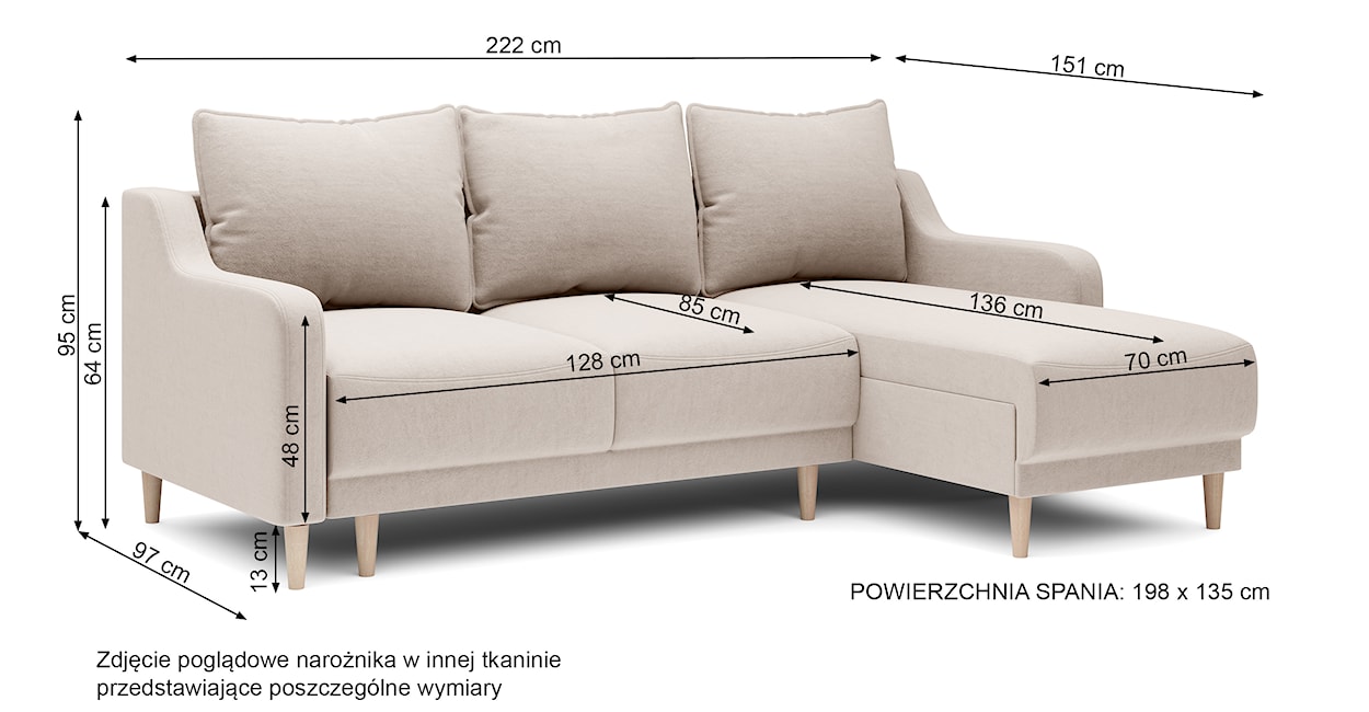 Narożnik z funkcją spania Halisstra L-kształtny z pojemnikiem uniwersalny granatowy welur hydrofobowy  - zdjęcie 7