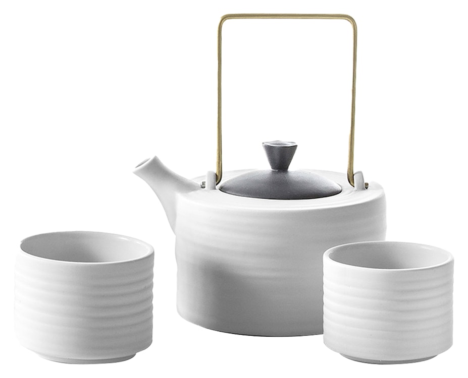 Zestaw do herbaty porcelanowy Toczony biały 