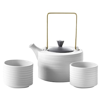 Zestaw do herbaty porcelanowy Toczony biały