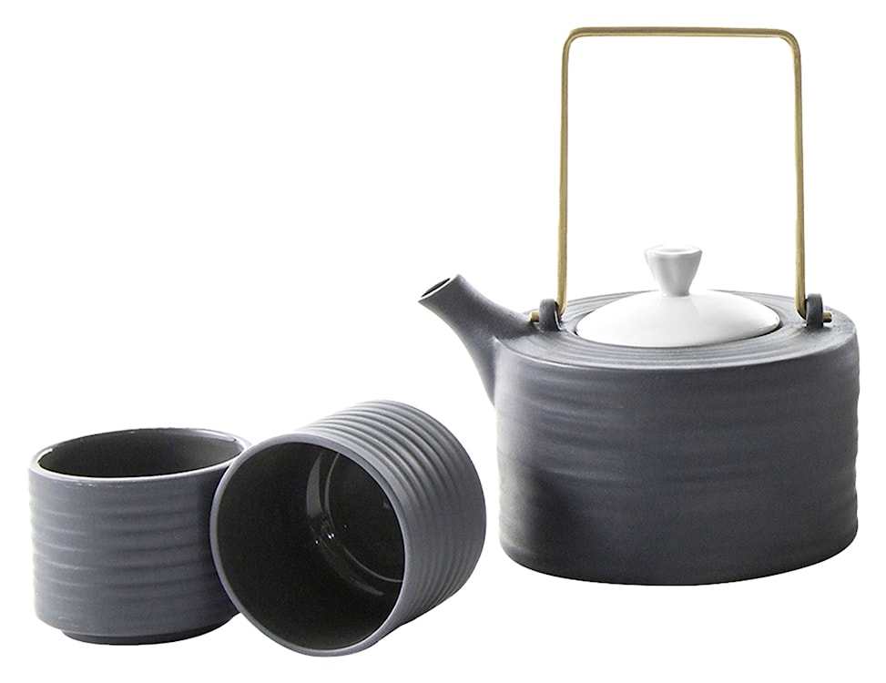 Zestaw do herbaty porcelanowy Toczony czarny 