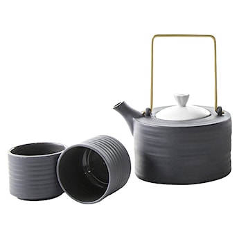 Zestaw do herbaty porcelanowy Toczony czarny