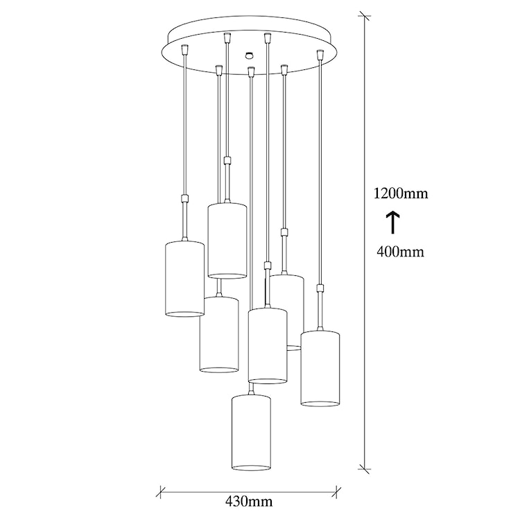 Lampa sufitowa Daffnia x7 minimalistyczna na okrągłej podsufitce czarna  - zdjęcie 5
