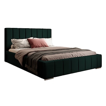 Łóżko tapicerowane 140x200 cm Wolte z pojemnikiem zielone w tkaninie hydrofobowej