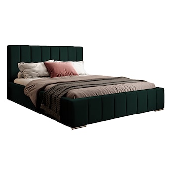 Łóżko tapicerowane 160x200 cm Wolte z pojemnikiem zielone w tkaninie hydrofobowej