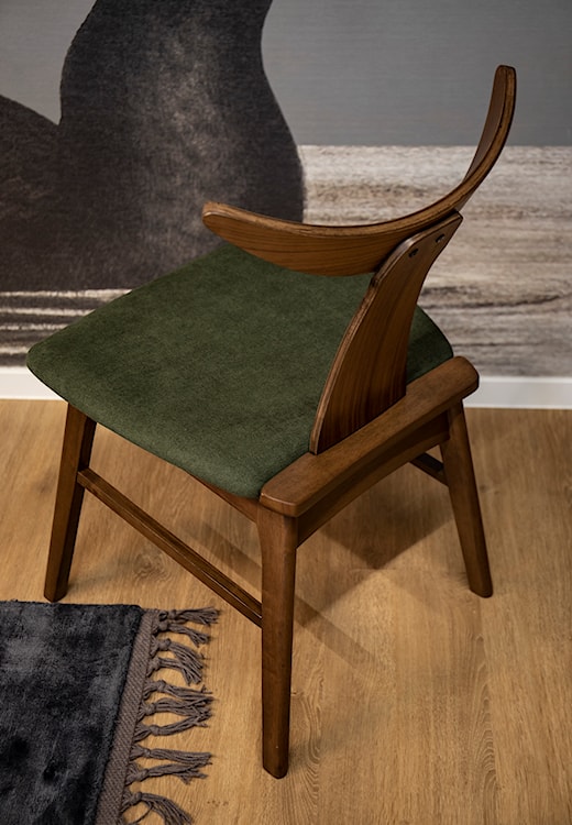Krzesło drewniane Henrico orzech ciemna zieleń  - zdjęcie 4