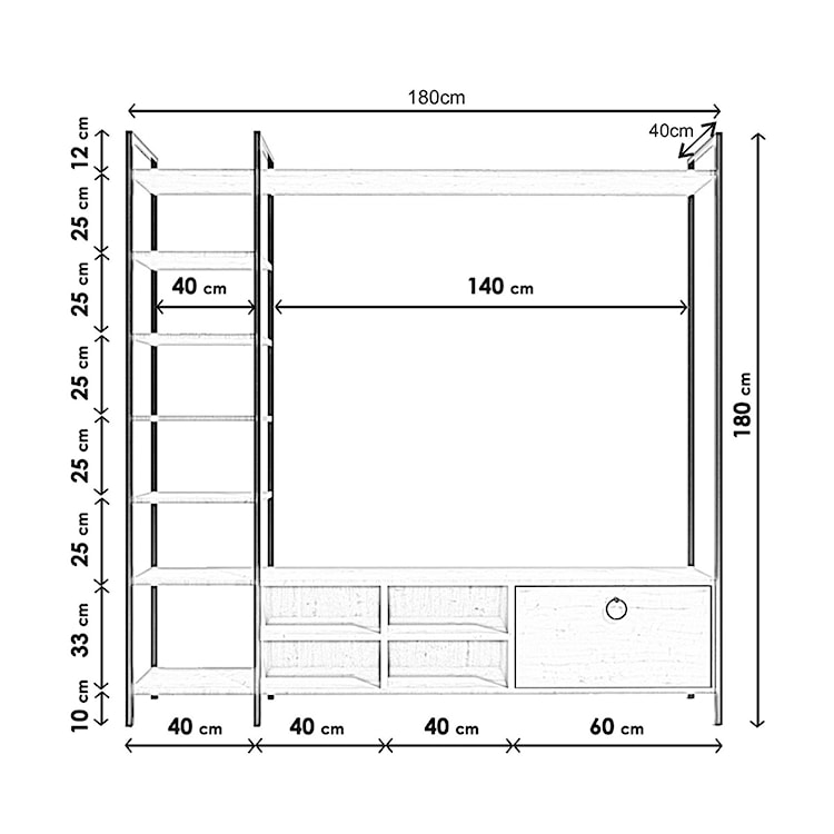 Komoda RTV Motal 180 cm czarna  - zdjęcie 7