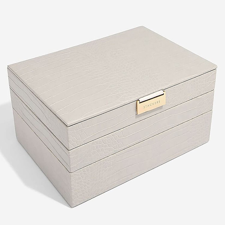 Szkatułka na biżuterię Classic jewellery Box beżowa z wytłaczanym wzorem  - zdjęcie 2