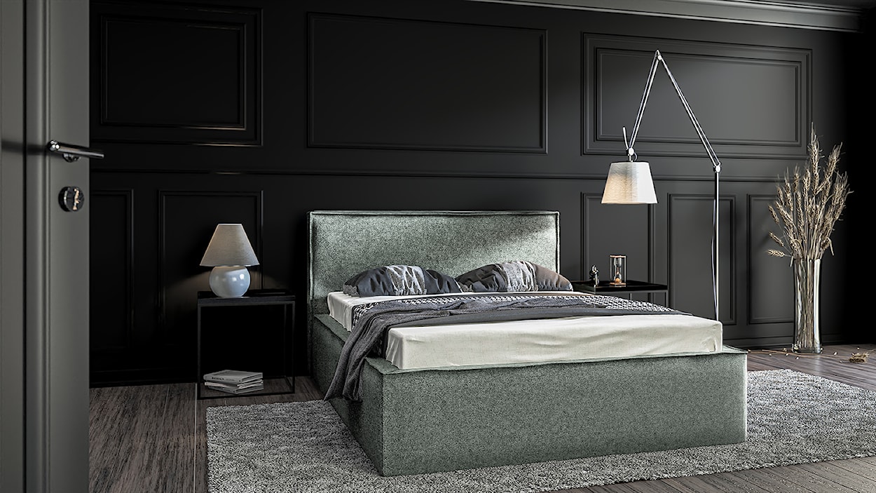 Łóżko tapicerowane 180x200 cm Lucera z pojemnikiem szare  - zdjęcie 4