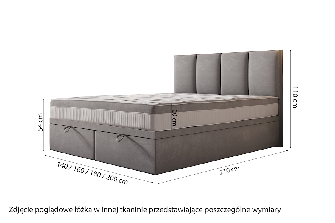 Łóżko kontynentalne 160x200 cm Mercatale z pojemnikami miedziany welur  - zdjęcie 6