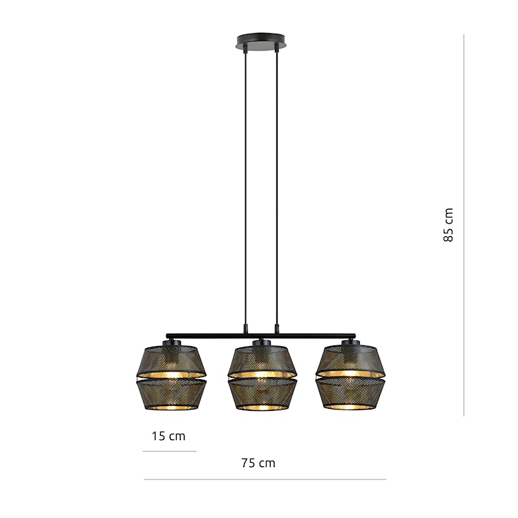 Lampa wisząca Shinds x3 czarno-złota  - zdjęcie 5