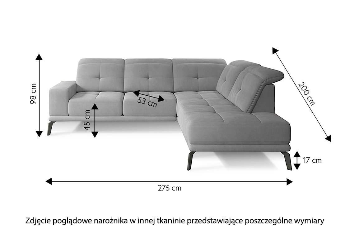 Narożnik Convalte L-kształtny musztardowy velvet prawostronny  - zdjęcie 3