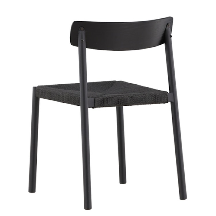 Krzesło drewniane Diarech czarne z plecionym siedziskiem  - zdjęcie 4