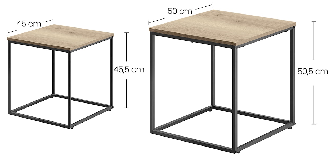 Zestaw dwóch stolików Sonvero kwadratowe 50 i 45 cm dąb sonoma  - zdjęcie 4