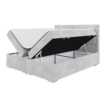 Łóżko kontynentalne 140x200 cm Pelisa z pojemnikami i topperem jasnoszare welur hydrofobowy
